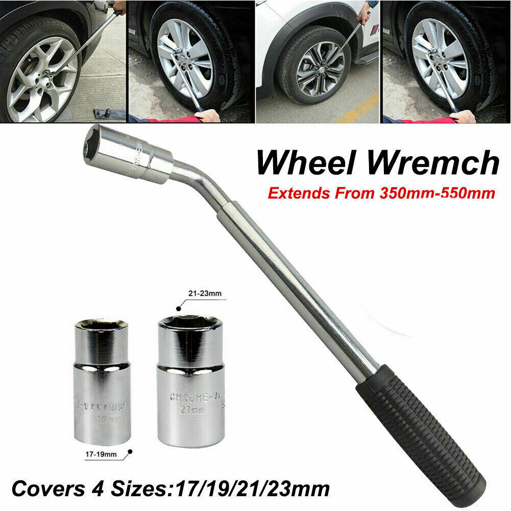 Extendable Wheel Lug Nut Wrench 17/19/21/23MM Socket Car Tire Iron Garage Tools