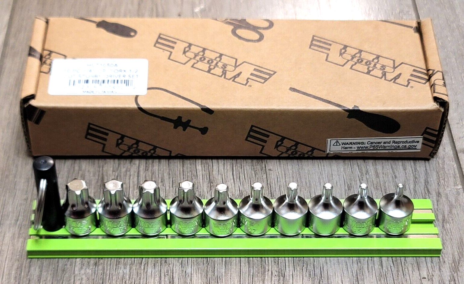 VIM 1/4″ dr 10pc Half-Cut Stubby Torx Bit Driver Socket Set w/Magrail #HCT1050A