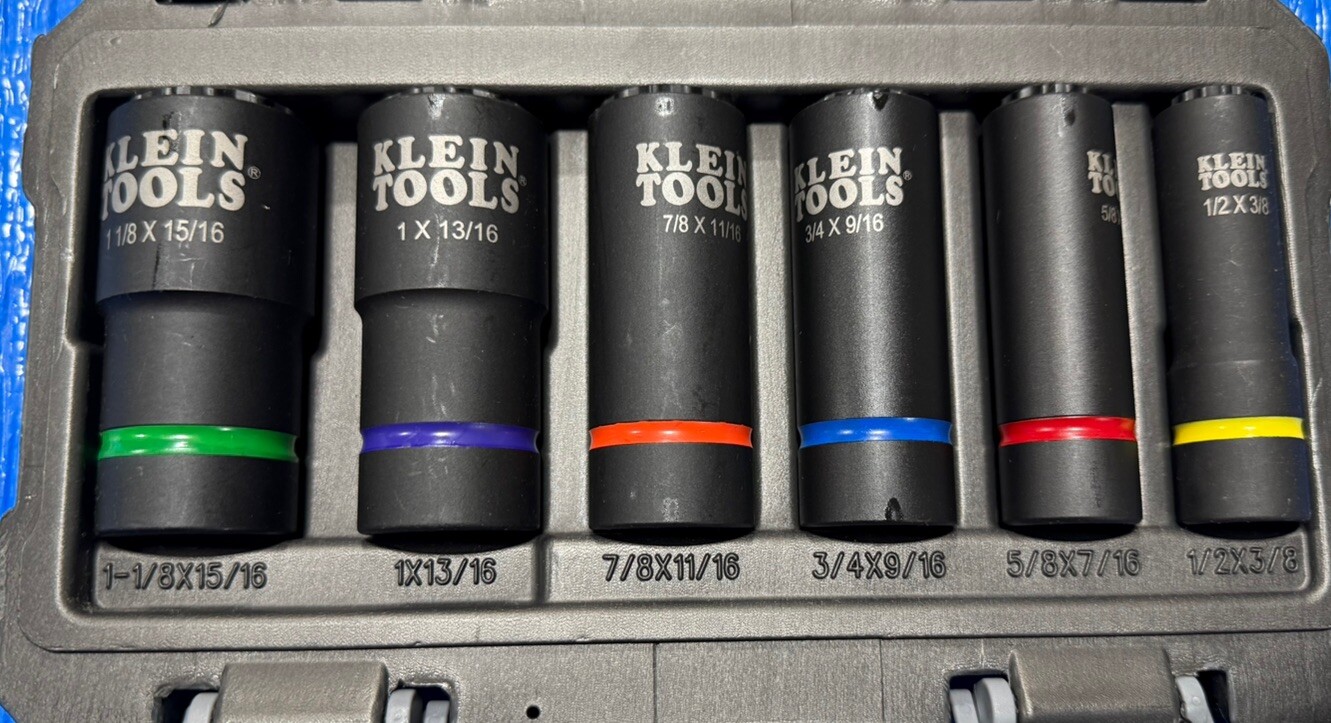 Klein Tools 6pc 1/2” Drive 2-In-1 Impact Socket Set SAE 3/8” – 1-1/8” 66010 NEW