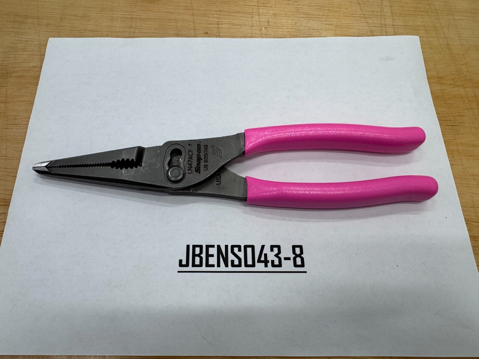 Snap-On Tools USA NEW PINK 9″ Soft Grip Long Nose Slip Joint Pliers LN47ACFP