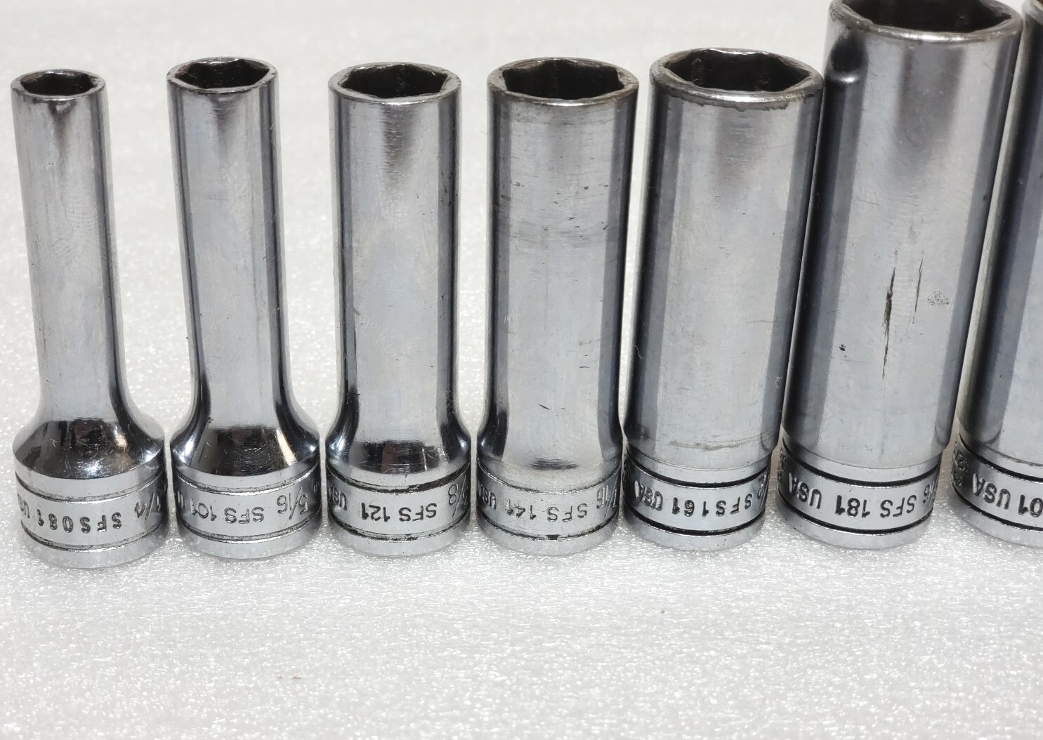 LOT OF 10 Snap On SFS081 (1/4″) TO SFS231 (7/8″) 3/8″ drive 6 point deep socket