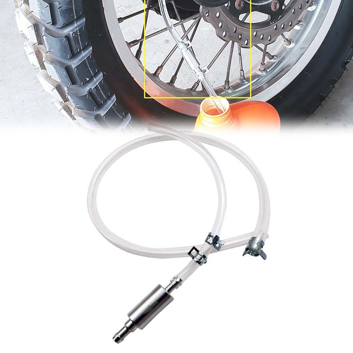 2 PCS Brake Bleeder Hose, One Way Check Valve Tube Bleeding Tool Kit Silver