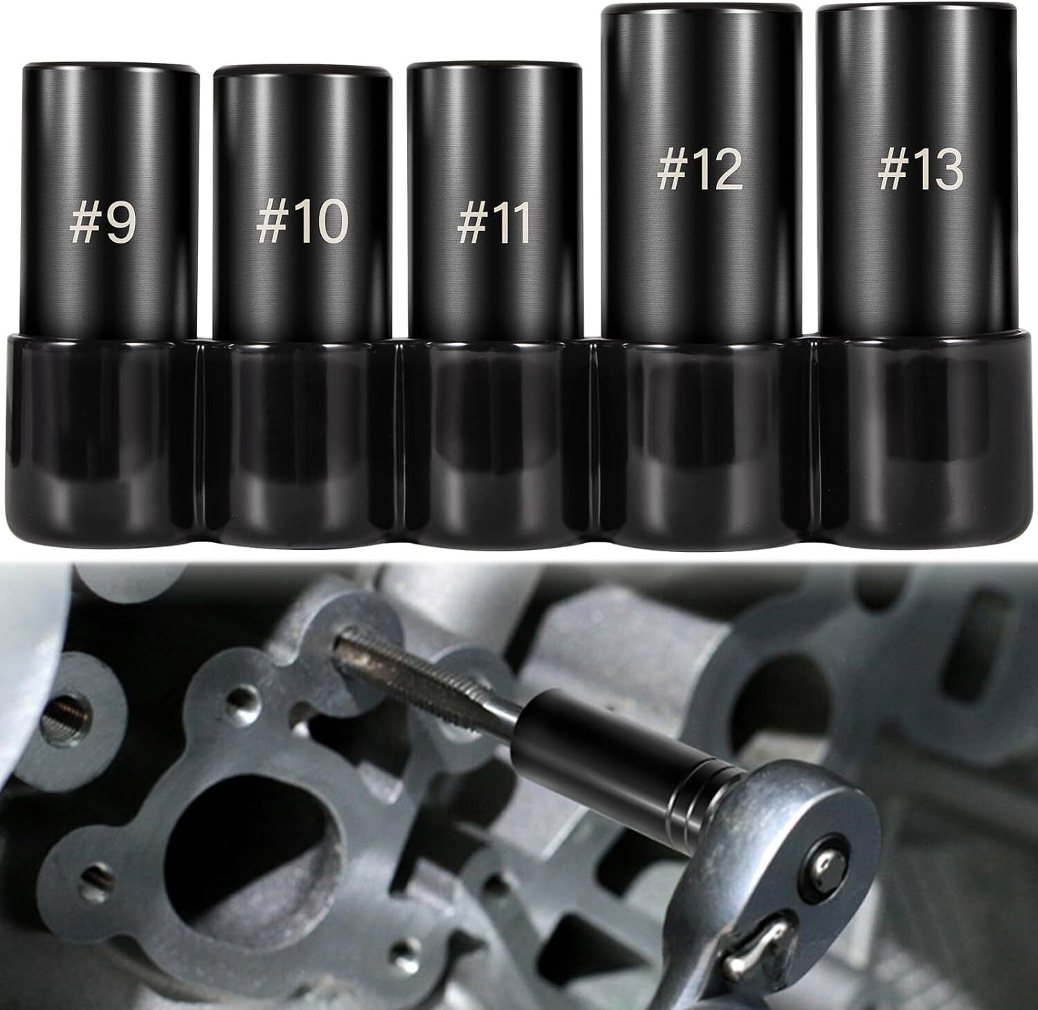 71670 Tap Socket Set For 5/8″, 11/16″, 3/4″, 7/8″, 1″ Taps(16mm-25mm) 1/2″ Drive