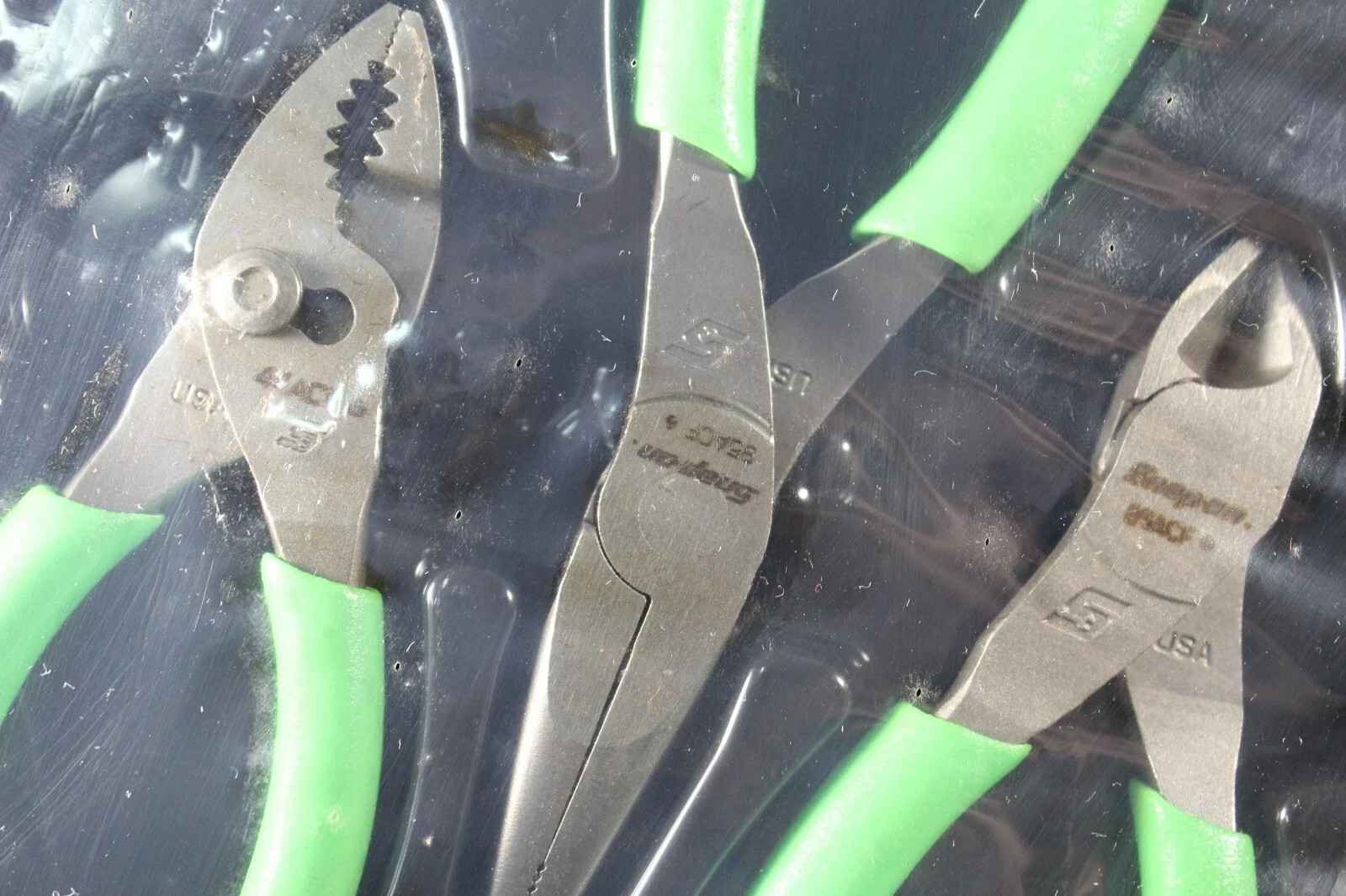 Snap On Tools New PL305ACFG 3 Piece Green Soft Grips 4,5 & 6-Inch Pliers Set USA