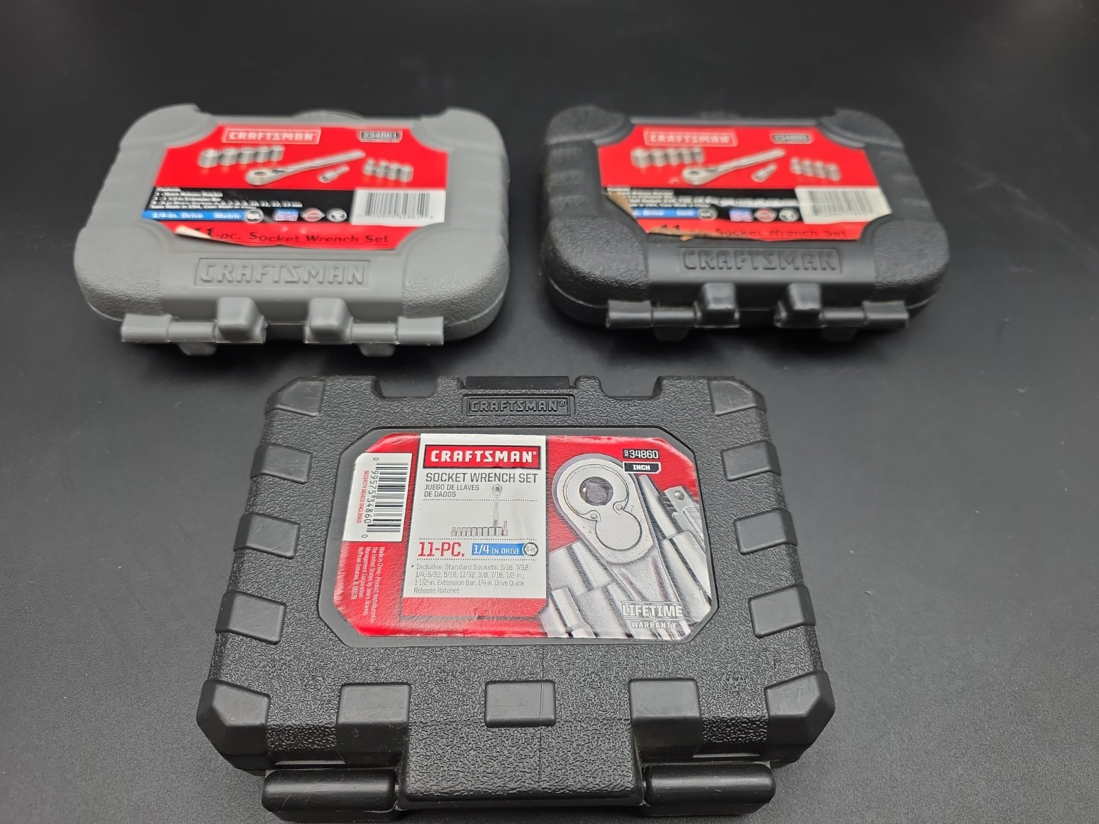 Lot Of 3 Complete Craftsman Socket Wrench Sets #34861 #34860 & #34860
