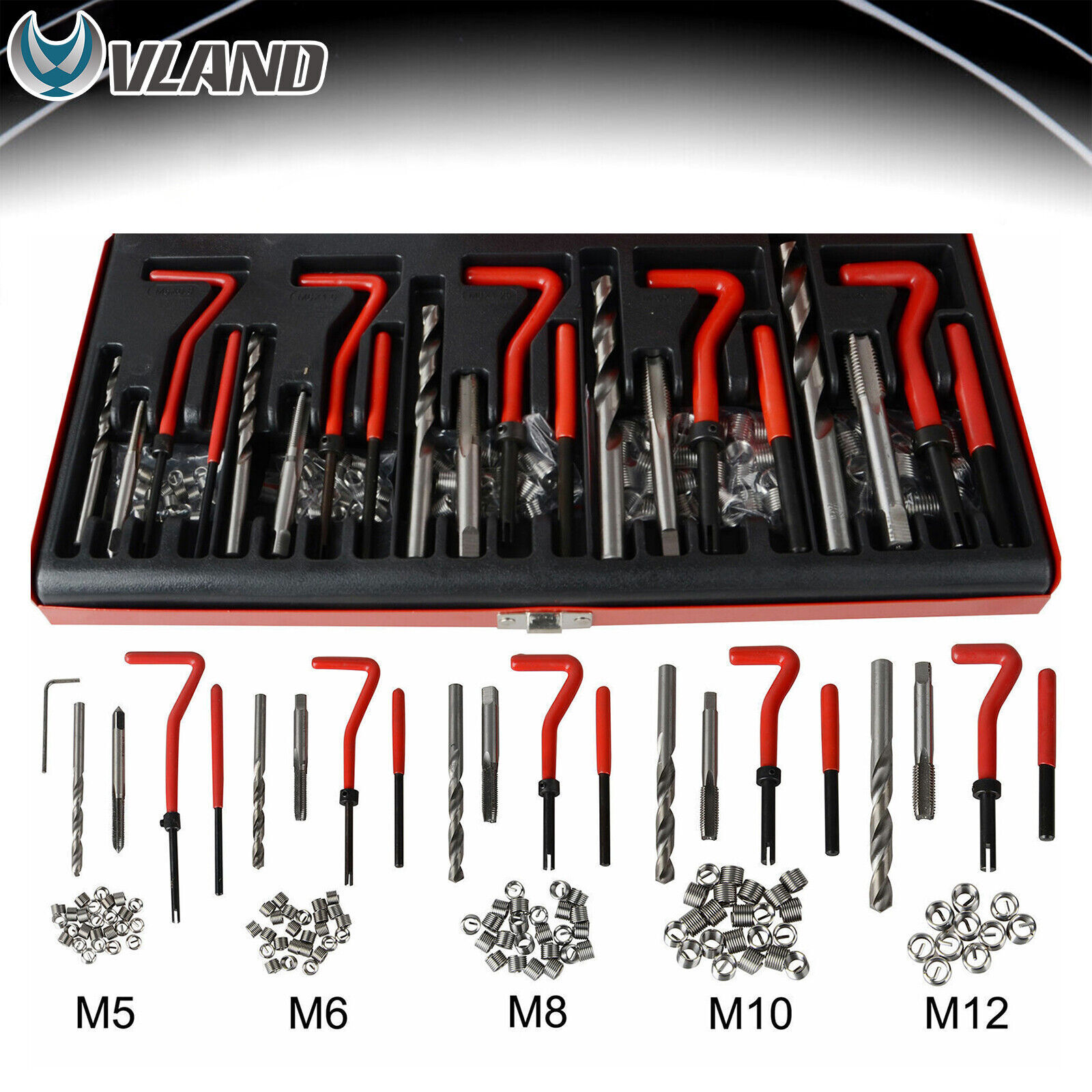 131pcs Metric Thread Repair Insert Kit Helicoil Threading Tool M5 M6 M8 M10 M12