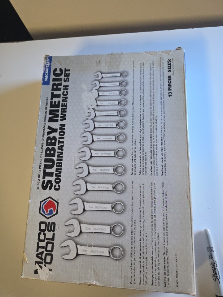 Matco SMCSM132K Tools 12 Piece Stubby Metric Combination Wrench Set