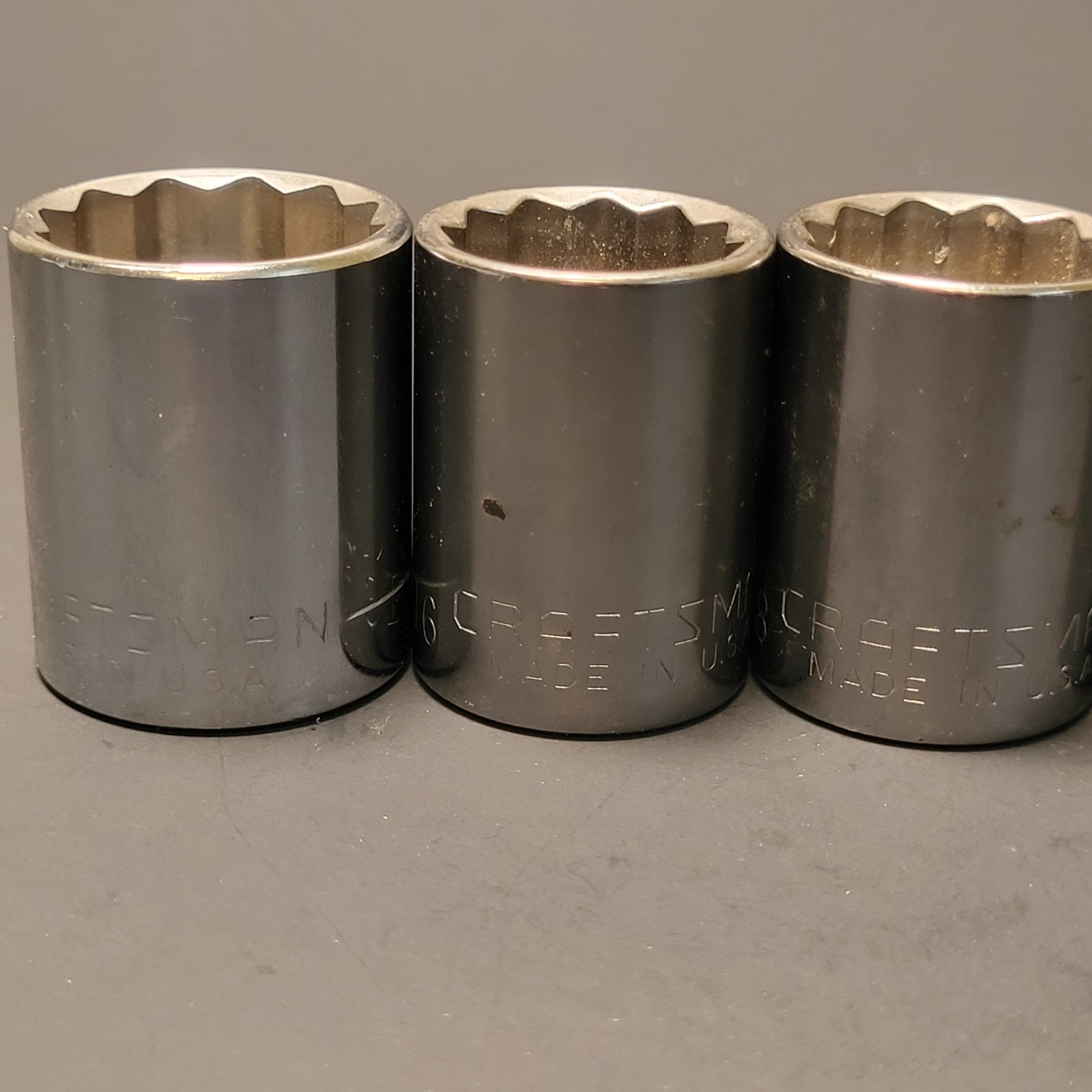 Craftsman made in USA 9 piece 1/2” dr socket set 12 pt 7/16” to 15/16”