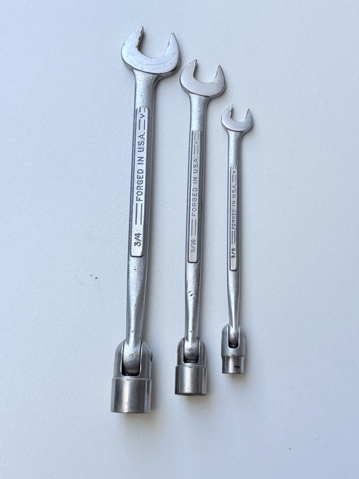 Vintage Craftsman =V= Swivel Flex Socket Wrenches 3pc Set 3/8 9/16 3/4 USA