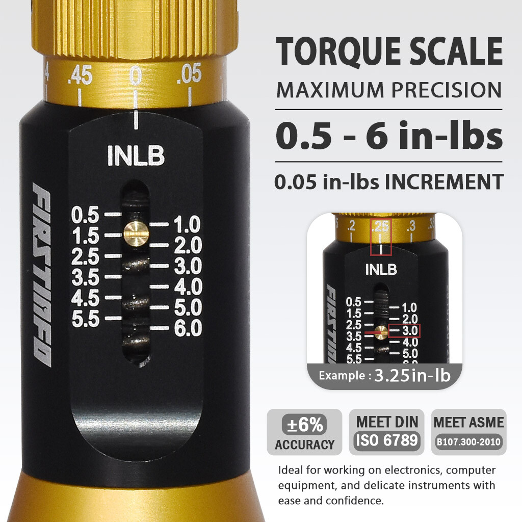 FIRSTINFO 1/4 Inch Torque Limiting Screwdriver 0.5-6 in-lbs -US