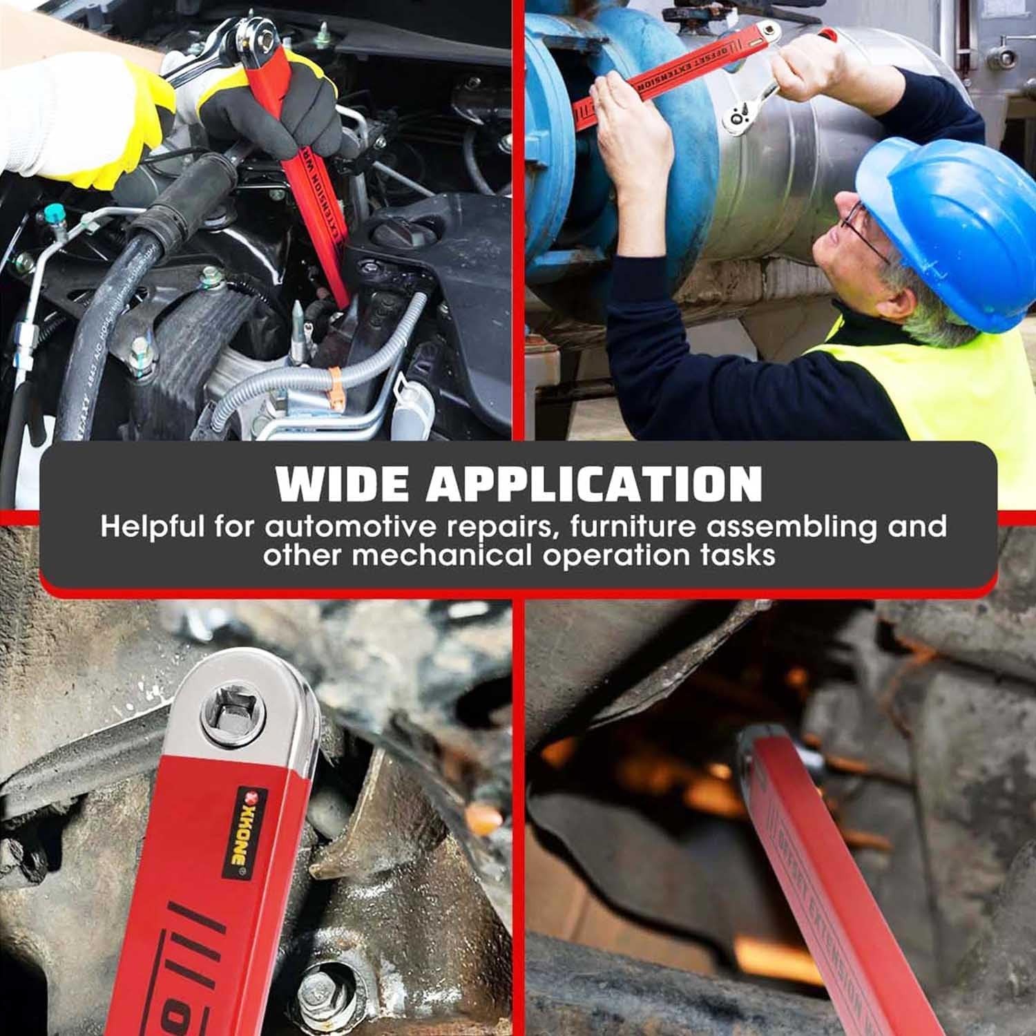 Versatile Offset Extension Wrench with 3 Adapters – Ideal for Automotive Tasks