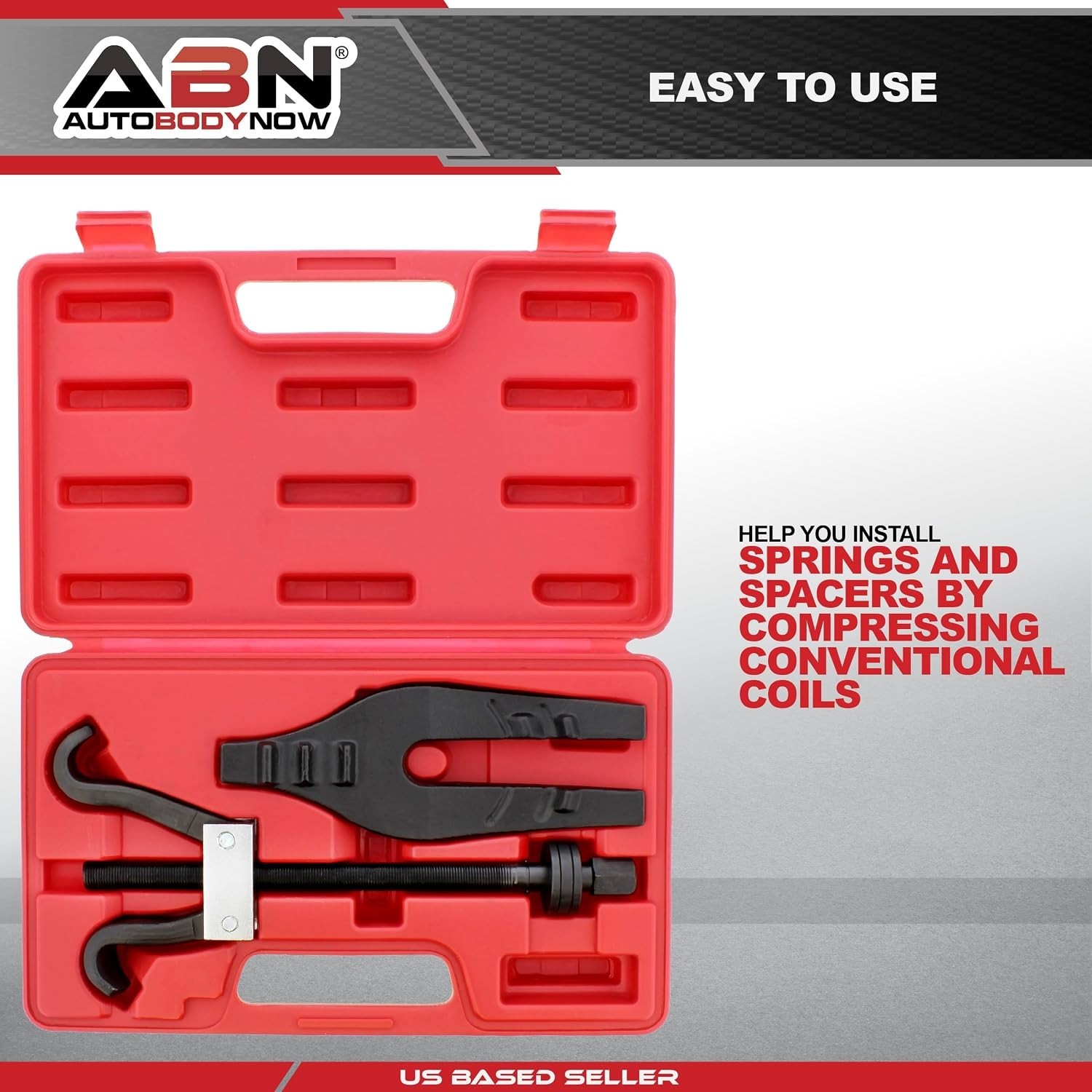 Black-Oxide Coil Spring Compression Tool for Vehicle Maintenance – Includes Case
