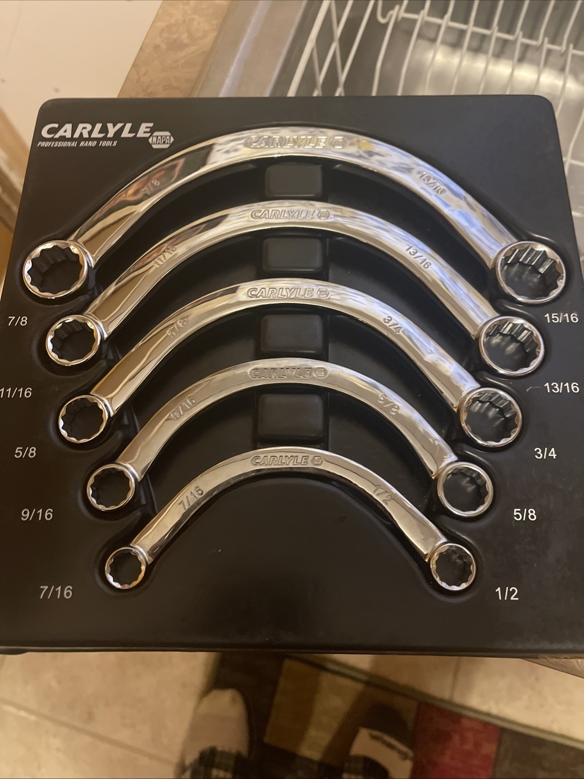 CARLYLE Tools 5 Piece SAE 12 Pt Double Box Half Moon LIGHTLY USED!