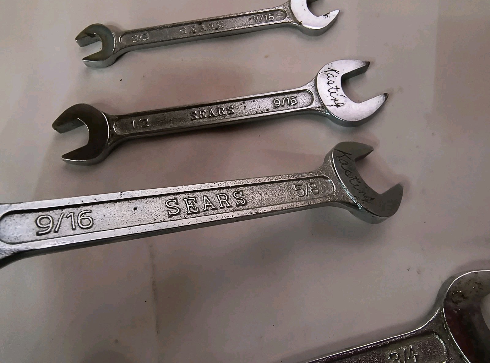 Vtg SEARS 4pc Open End Wrench Set Japan 11/16×3/4, 9/16×5/8, 1/2×9/16, 3/8×7/16