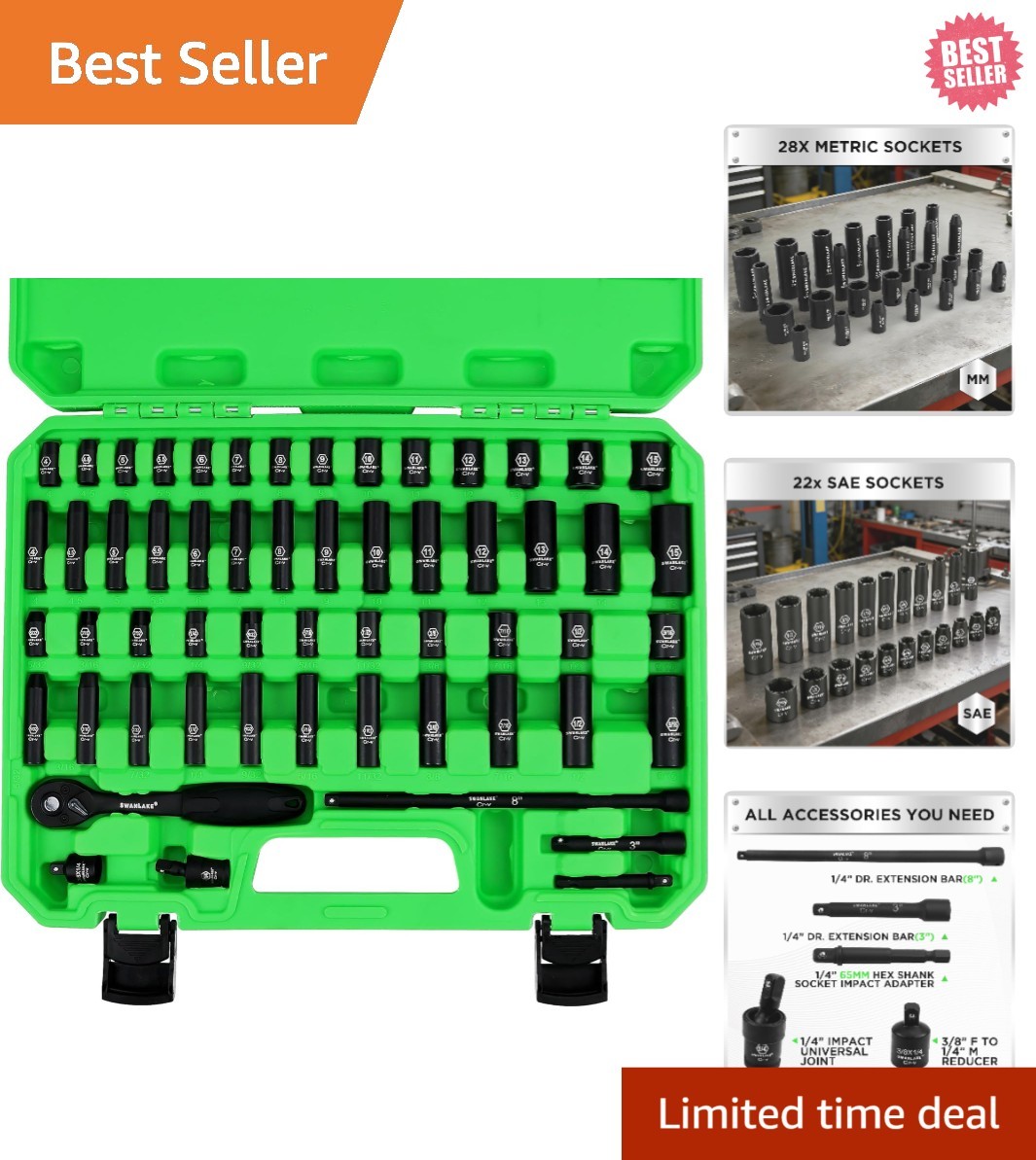 Versatile 56-Piece Socket Set with 1/4-Inch Drive – Ideal for Professionals