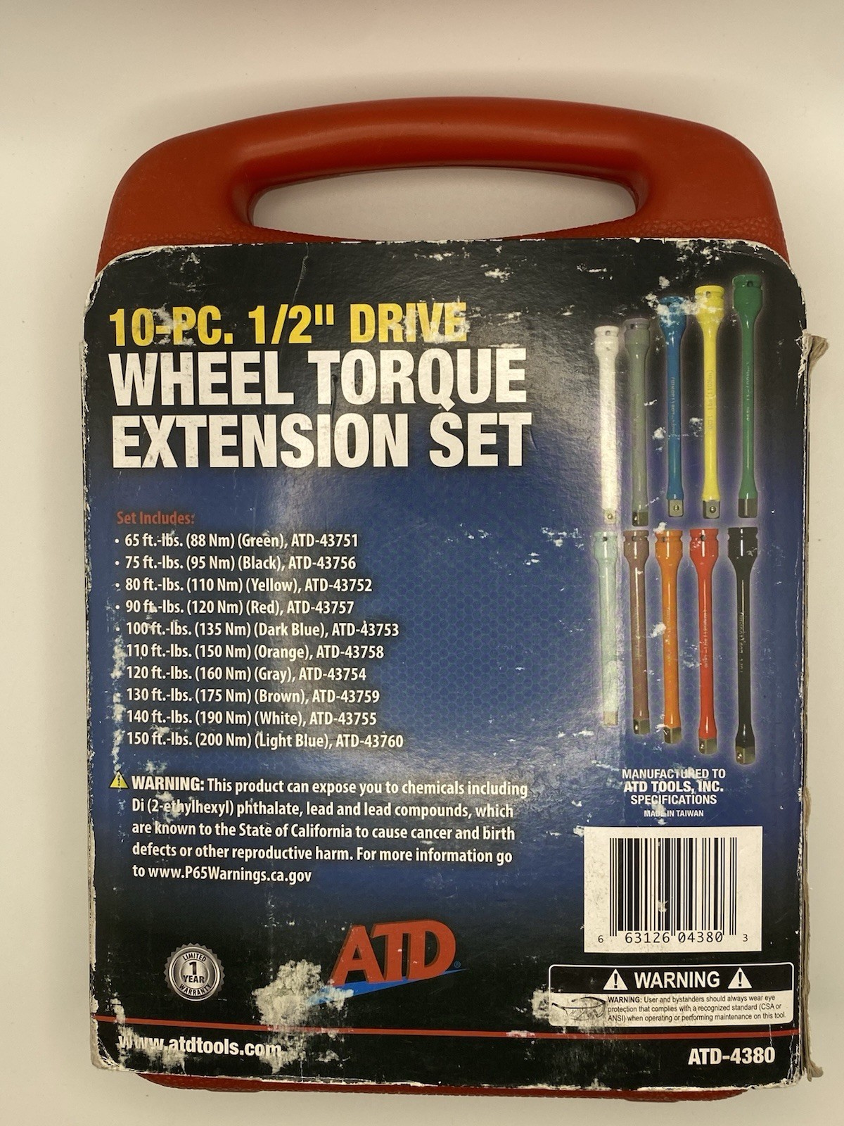 NEW ATD 4380 – 10 Pc. 1/2in. Dr. Wheel Torque Extension Set