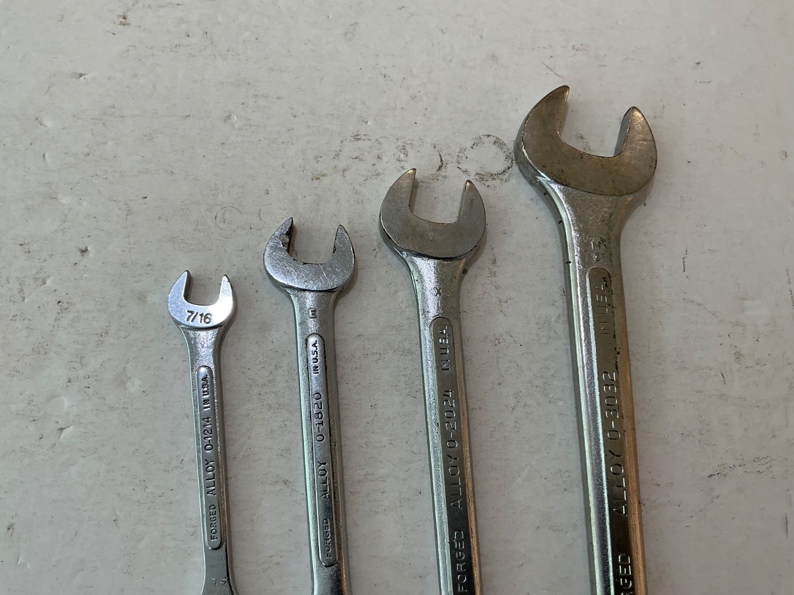 S-K 4 pc Alloy open end wrench set 3/8″-1″ made in USA