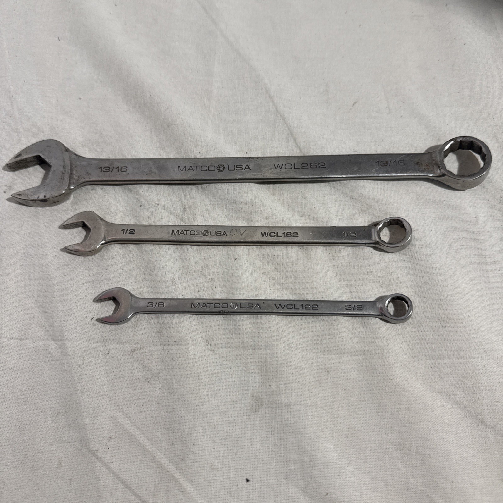 Matco Tools USA 3 Pcs 13/16 – 1/2 – 3/8 SAE Combination Wrench 12 Point Chrome