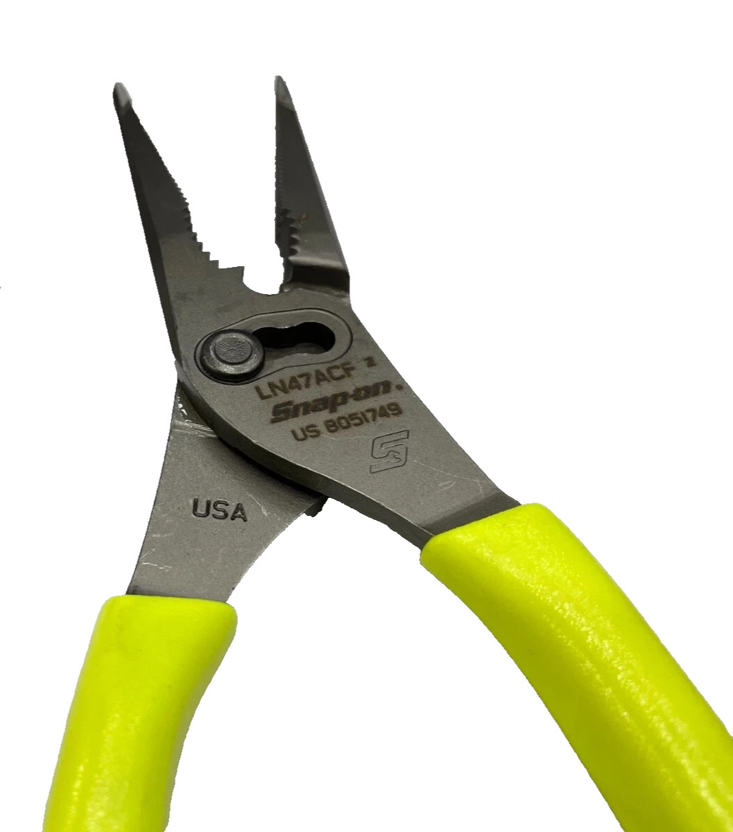 Snap-On Tools HIVIZ 9″ Soft Grip Long Nose Slip Joint Pliers LN47ACFHV USA NEW