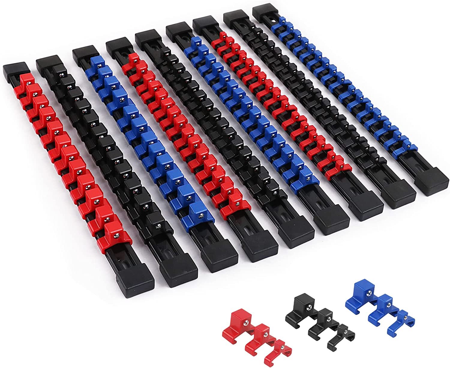 9PC Socket Organizer Holder Tool Storage Rail Rack 1/4″ 3/8″ 1/2″ Industrial 14″