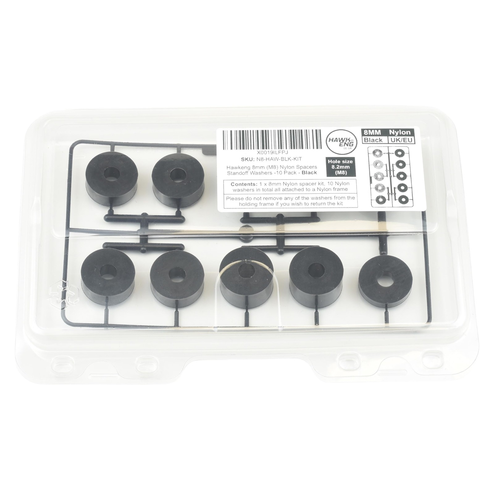 Hawkeng 8mm (M8) Nylon Spacers Standoff Washers (10 26 millimeters, Black