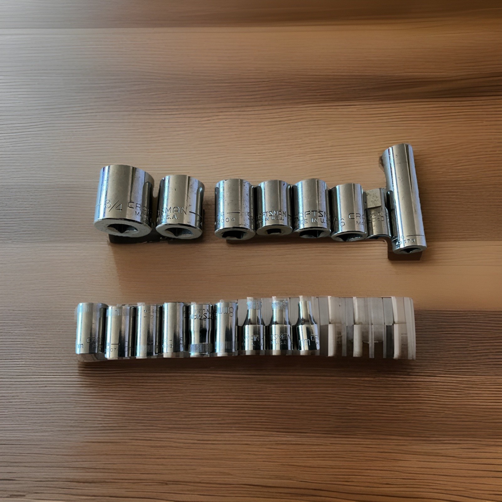 VTG.SET of 17 PIECES CRAFTSMAN SOCKETS. 1/4» & 3/8» DRIVE. METRIC & SAE