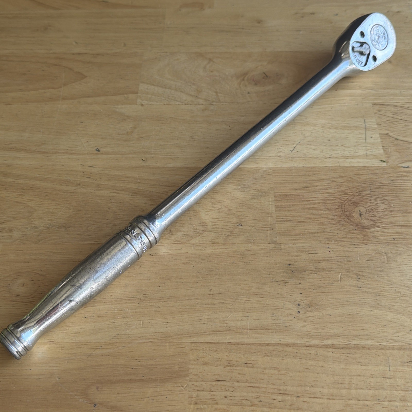 Snap On Tools 15″ Long Ratchet 1/2″ Drive Chrome Handle SL715 Vtg Made in USA