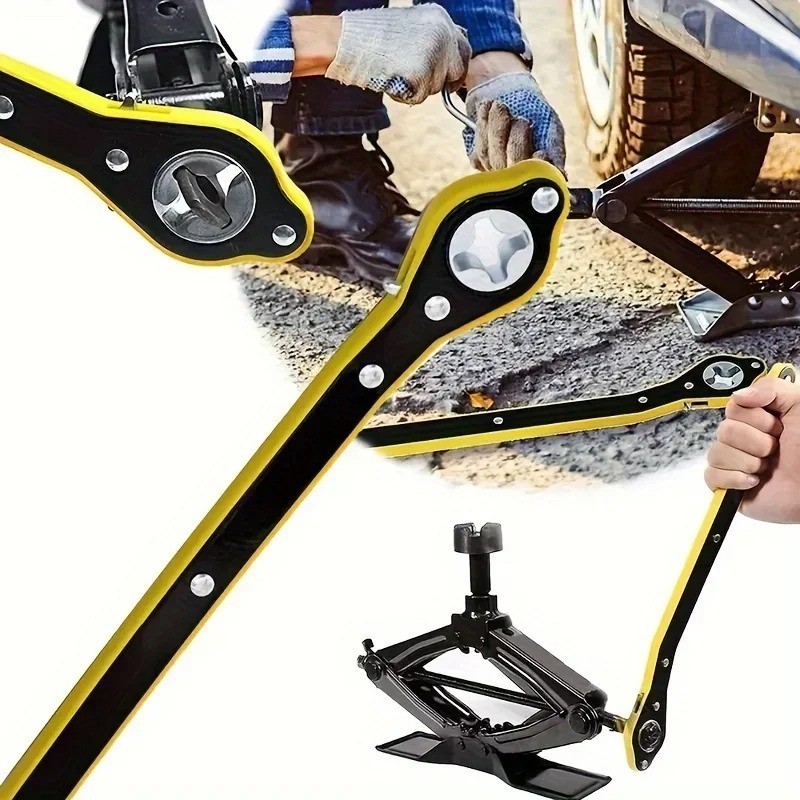 Labor-Saving Car Scissor Jack Ratchet Wrench Tire Wheel Lug Wrench Tool US