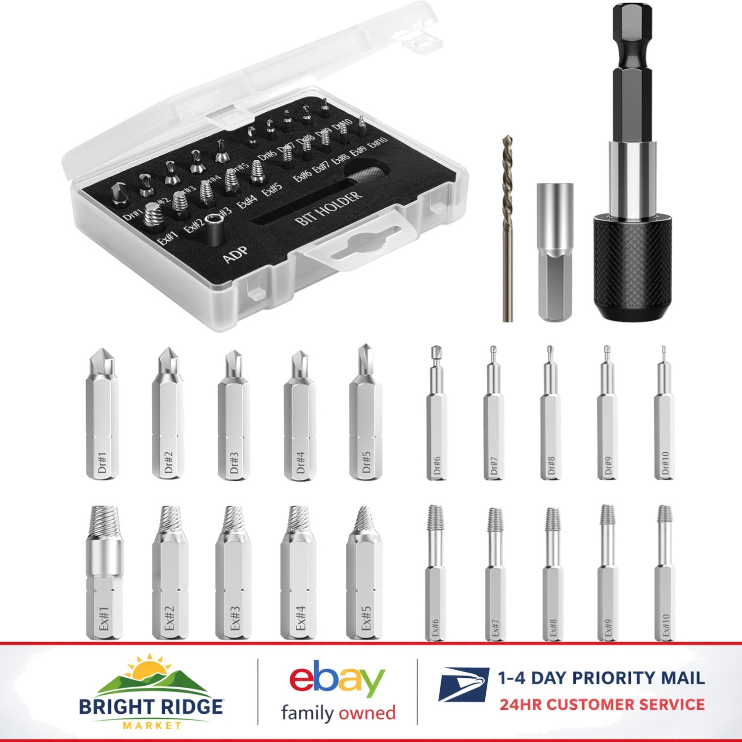 22 PCS Damaged Screw Extractor Kit with Magnetic Extension Bit Holder