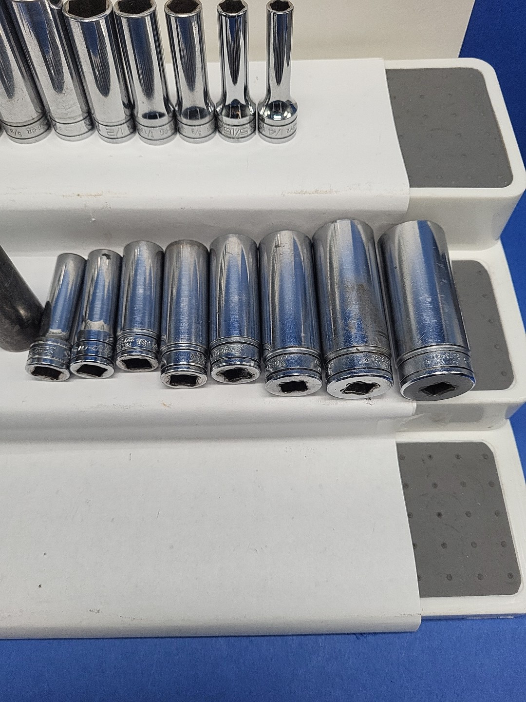 Snap On Tools SAE American Sockets 6 And 12 Point Deep Chrome 3/8 Inch USA