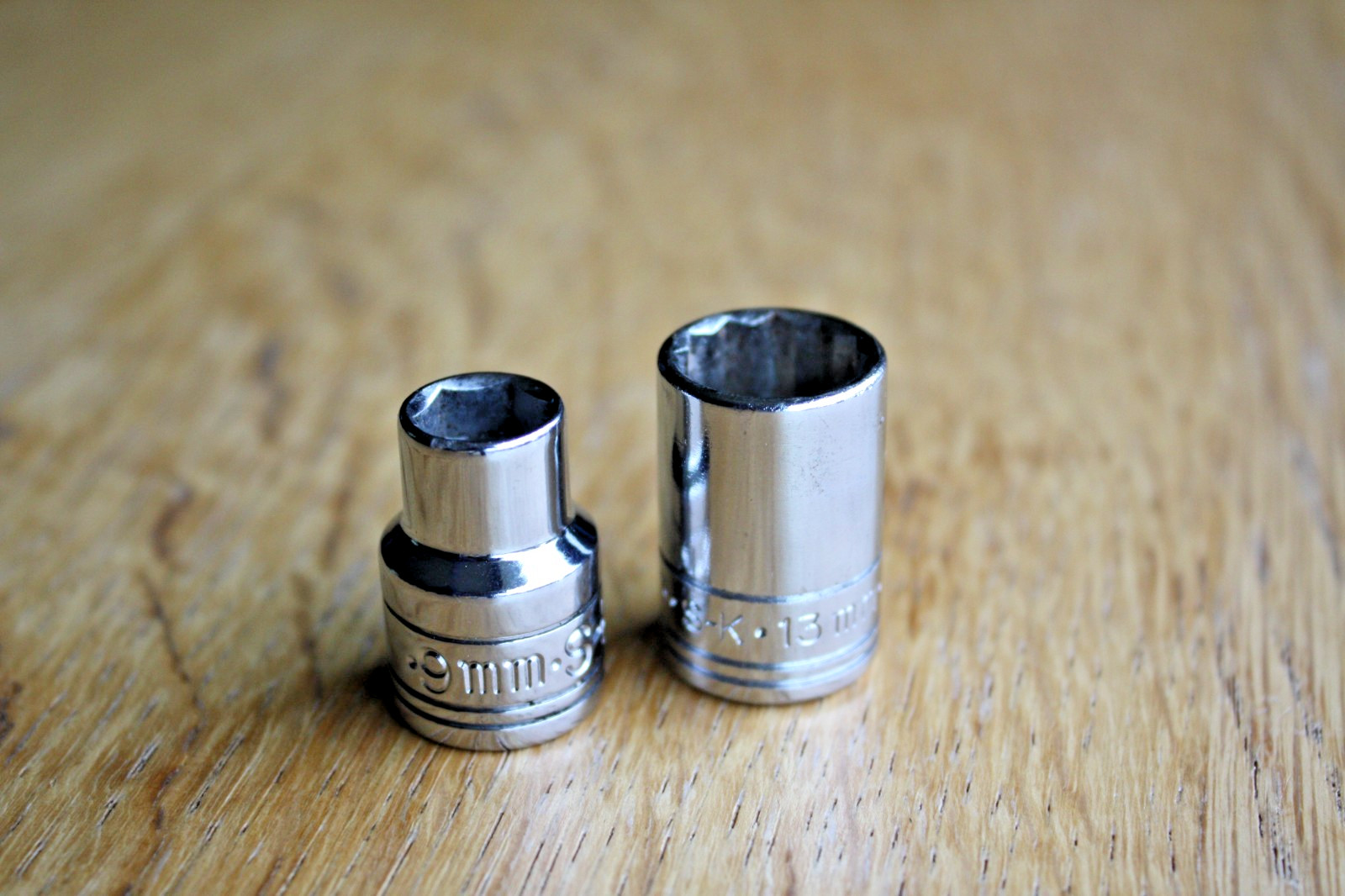 Set of 2 S-K Metric Shallow Sockets 3/8” Drive 309 6 Pt 9mm 313 12 Pt 13mm USA