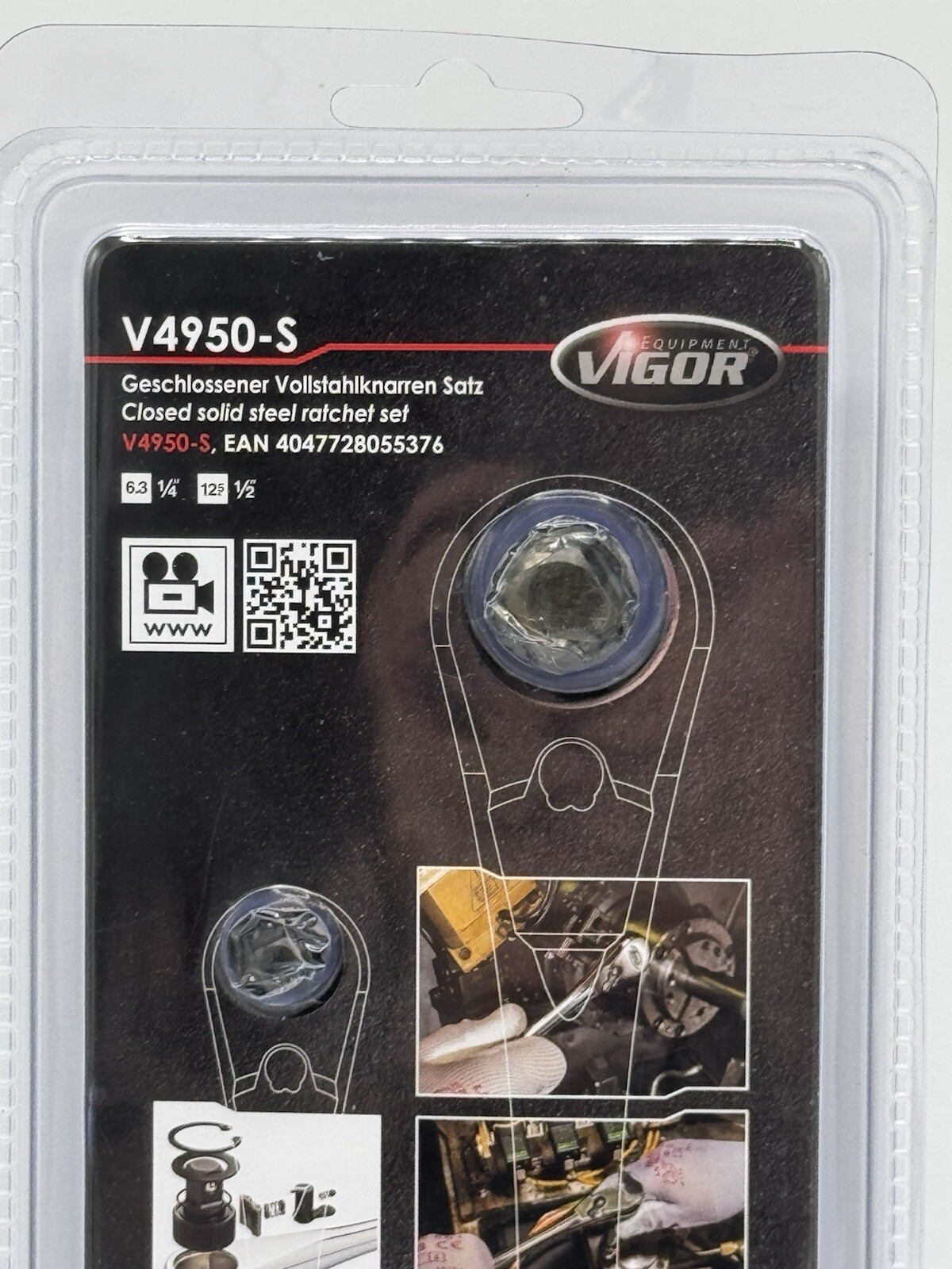 Vigor V4950-S FineTooth Reversible Ratchet Set 1/4″-1/2″ 2 Piece Closed Steel