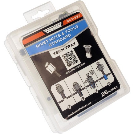 Dorman 963-997 Rivet Nuts And Hand Tool Kit #10 24, 1/4 20, 5/16 18