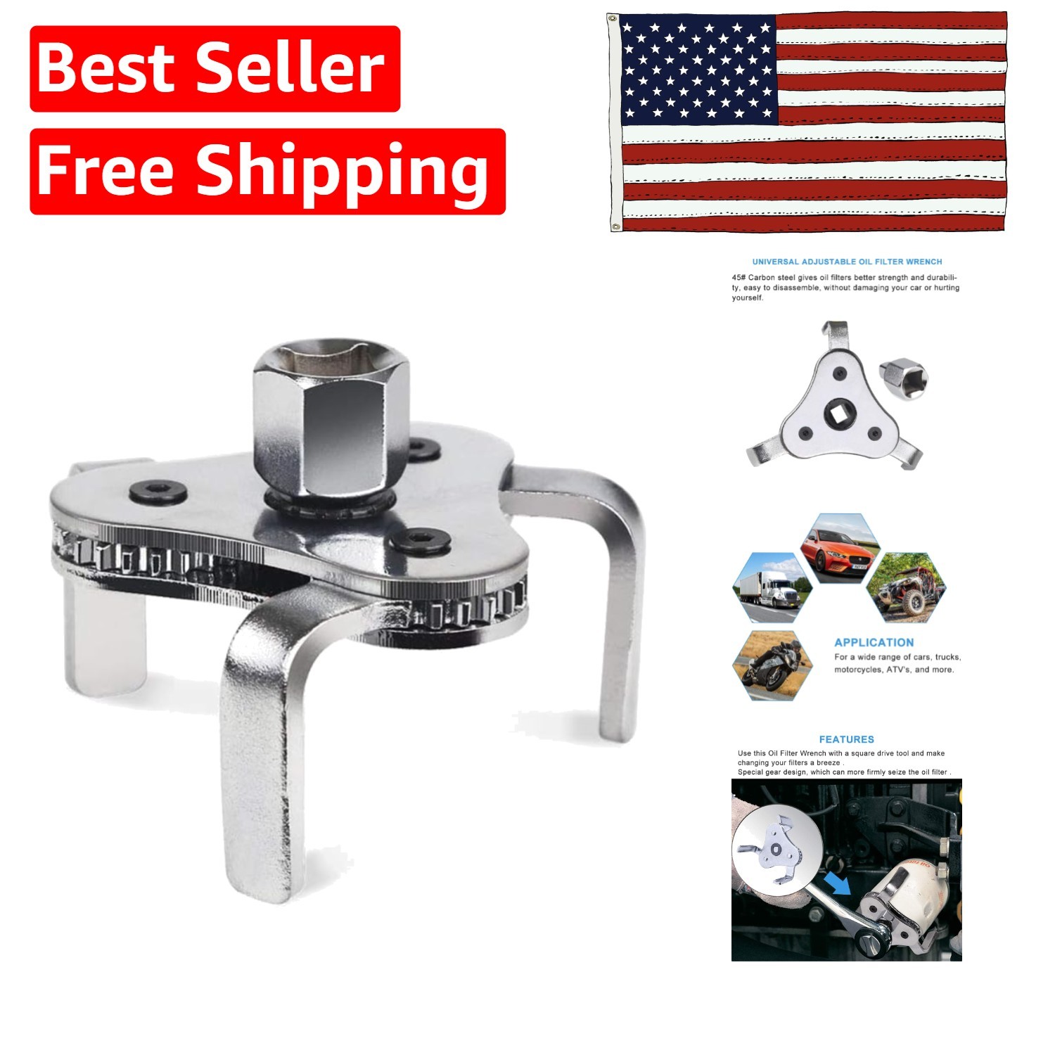 Versatile 2.5-4.5 Inch Oil Filter Wrench – Heavy Duty Carbon Steel Construction