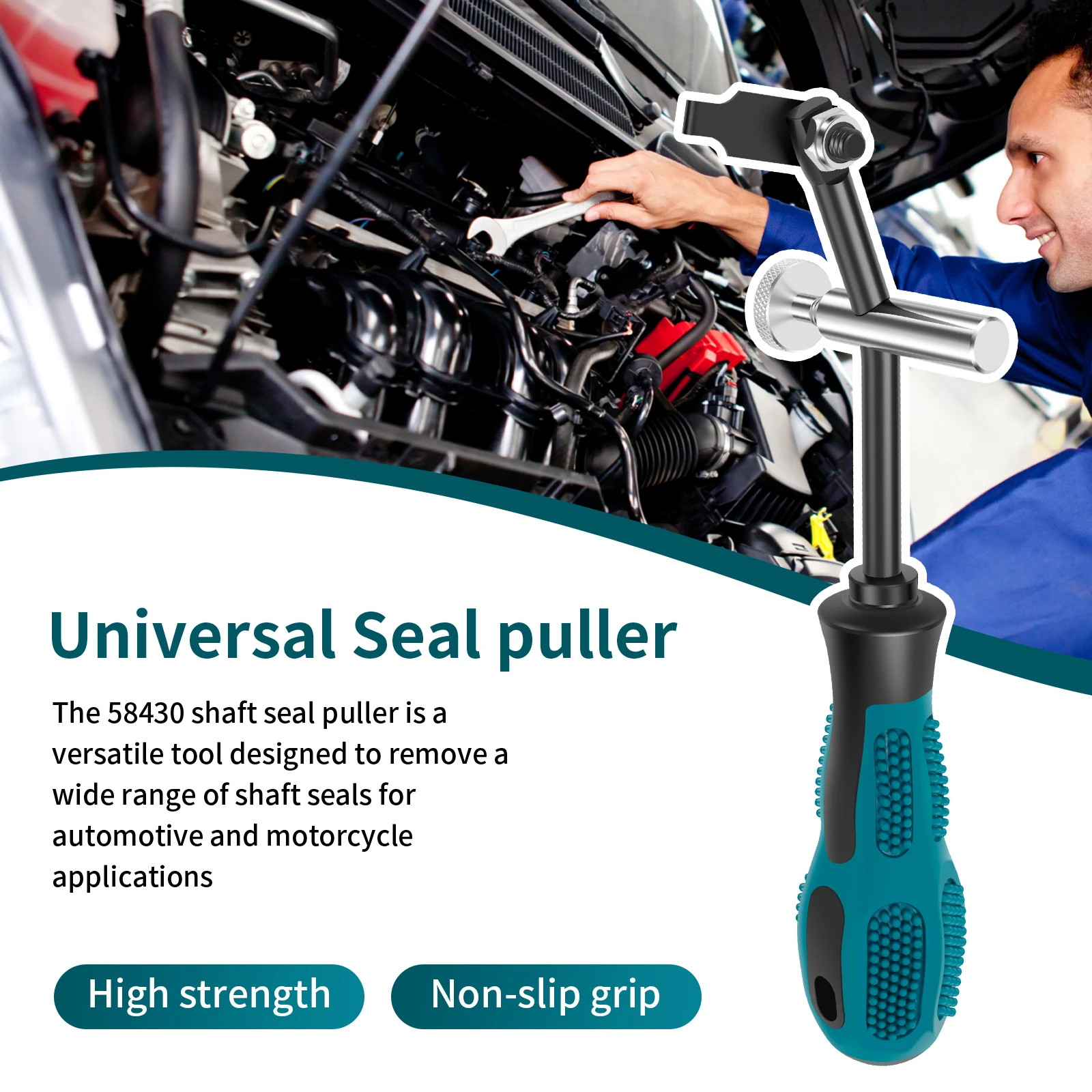 58430 SHAFT TYPE SEAL PULLER W/ SPARE HOOK CRANKSHAFT CAMSHAFT REMOVER AUTO TOOL