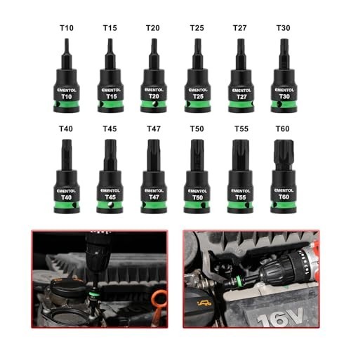 24PCS 3/8″ Drive Extra Long Torx Bit Socket Set T10-T60, Cr-V & S2 Steel