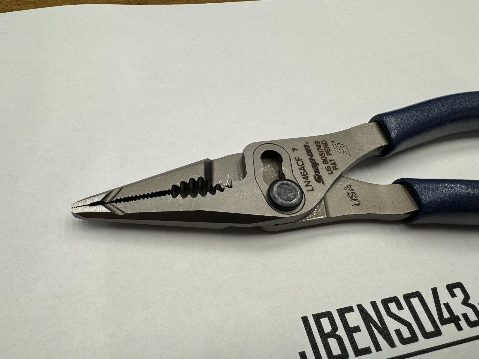 Snap-On Tools NEW POWER BLUE 7″ Soft Grip Long Nose Slip Joint Pliers LN46ACFMB
