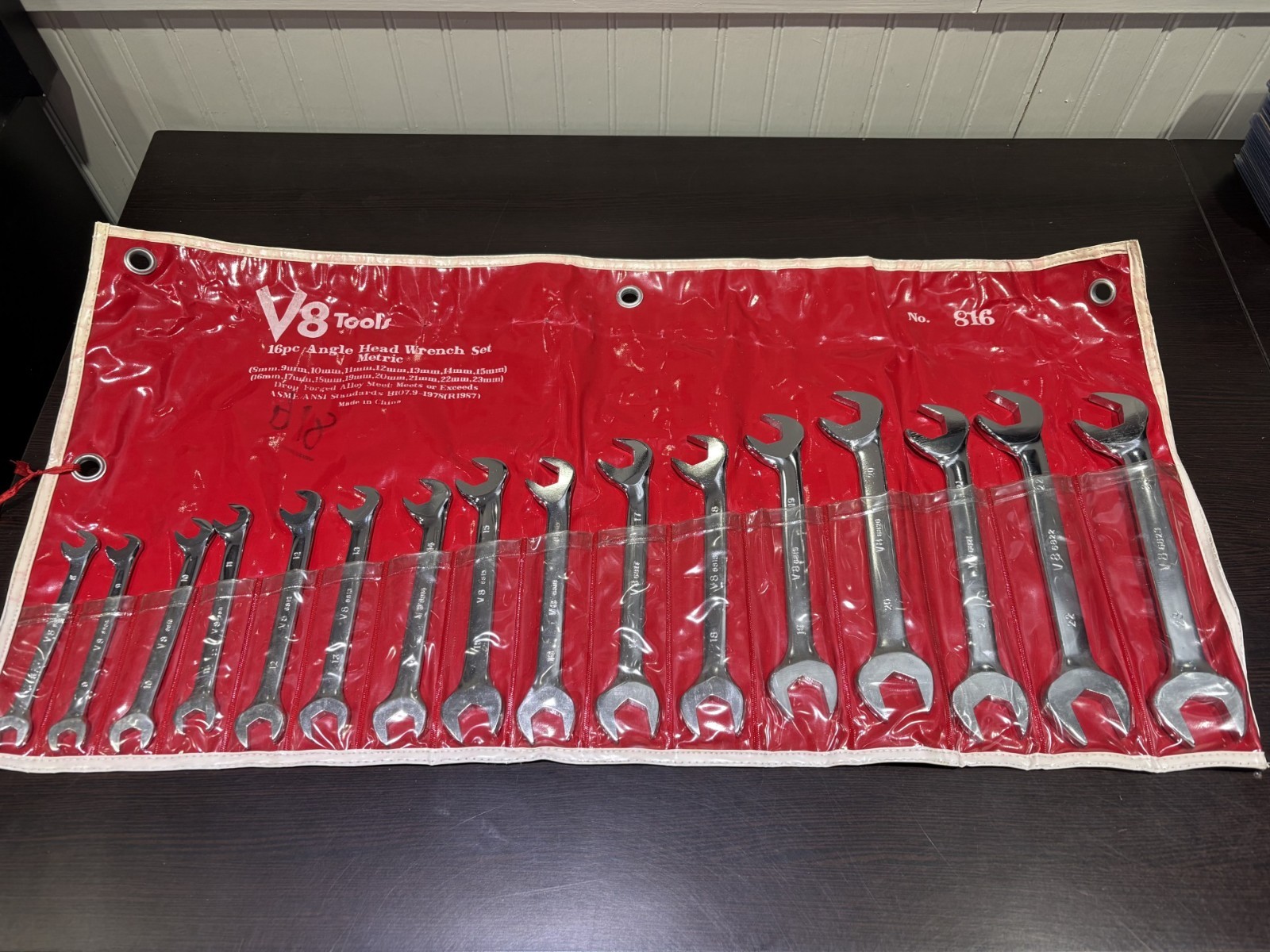 V8 Tools 16PC Angle Head Wrench Set Metric #816 8MM-23MM