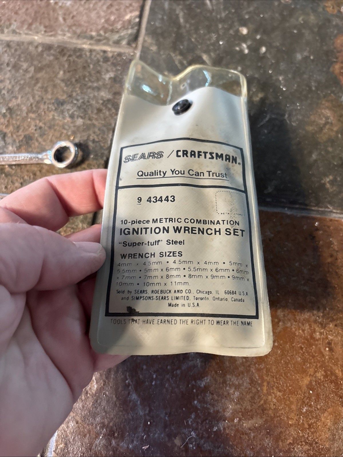 Sears Craftsman USA Nos 43443 10 Pc Metric Ignition Combination Wrench Set 4-11m