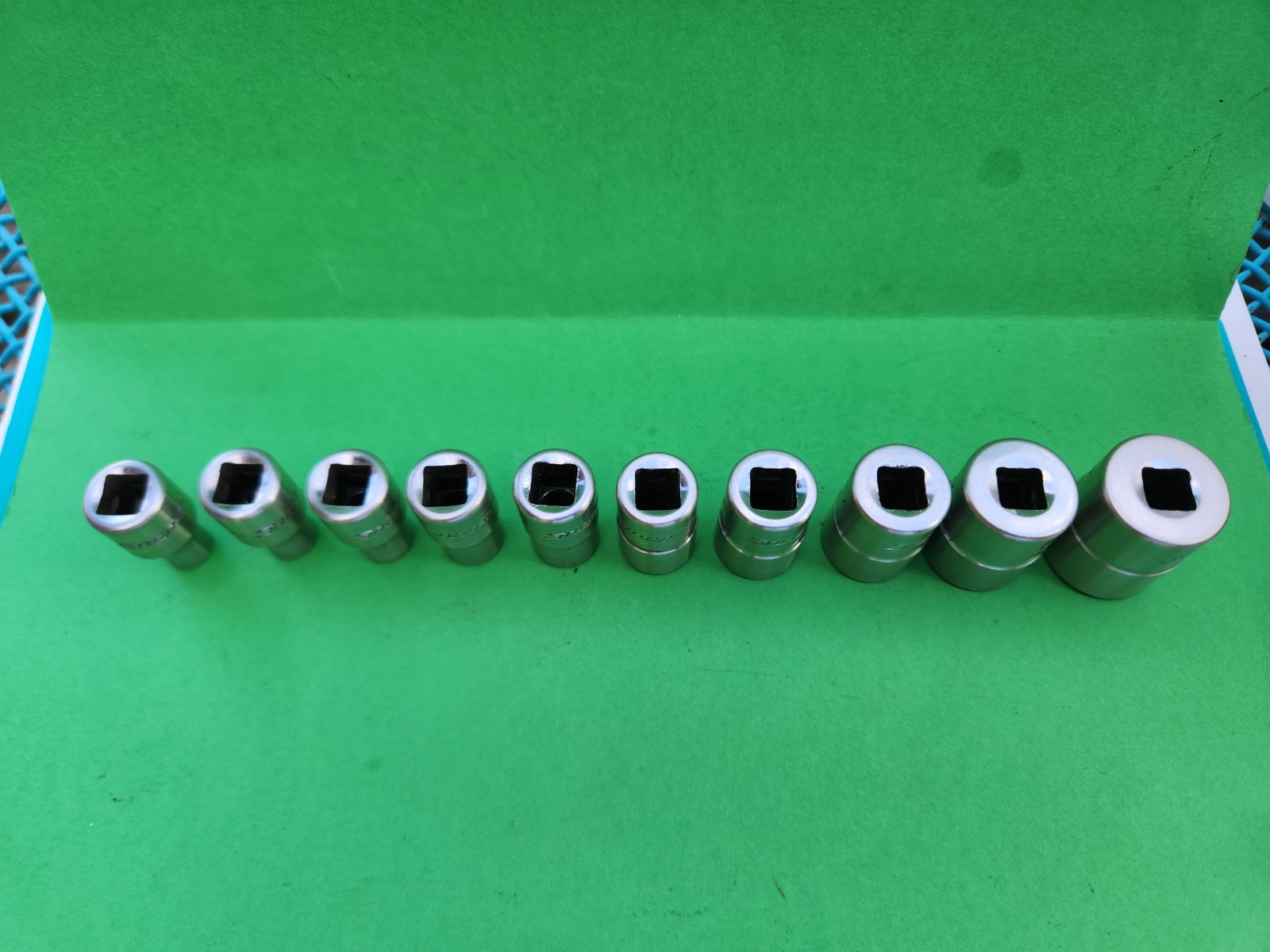 10 Pc. Snap-on 110TMY Socket Set 1/4″ Dr. ~ 6 Pt. 3/16″ – 9/16″ TM6-TM18 F5
