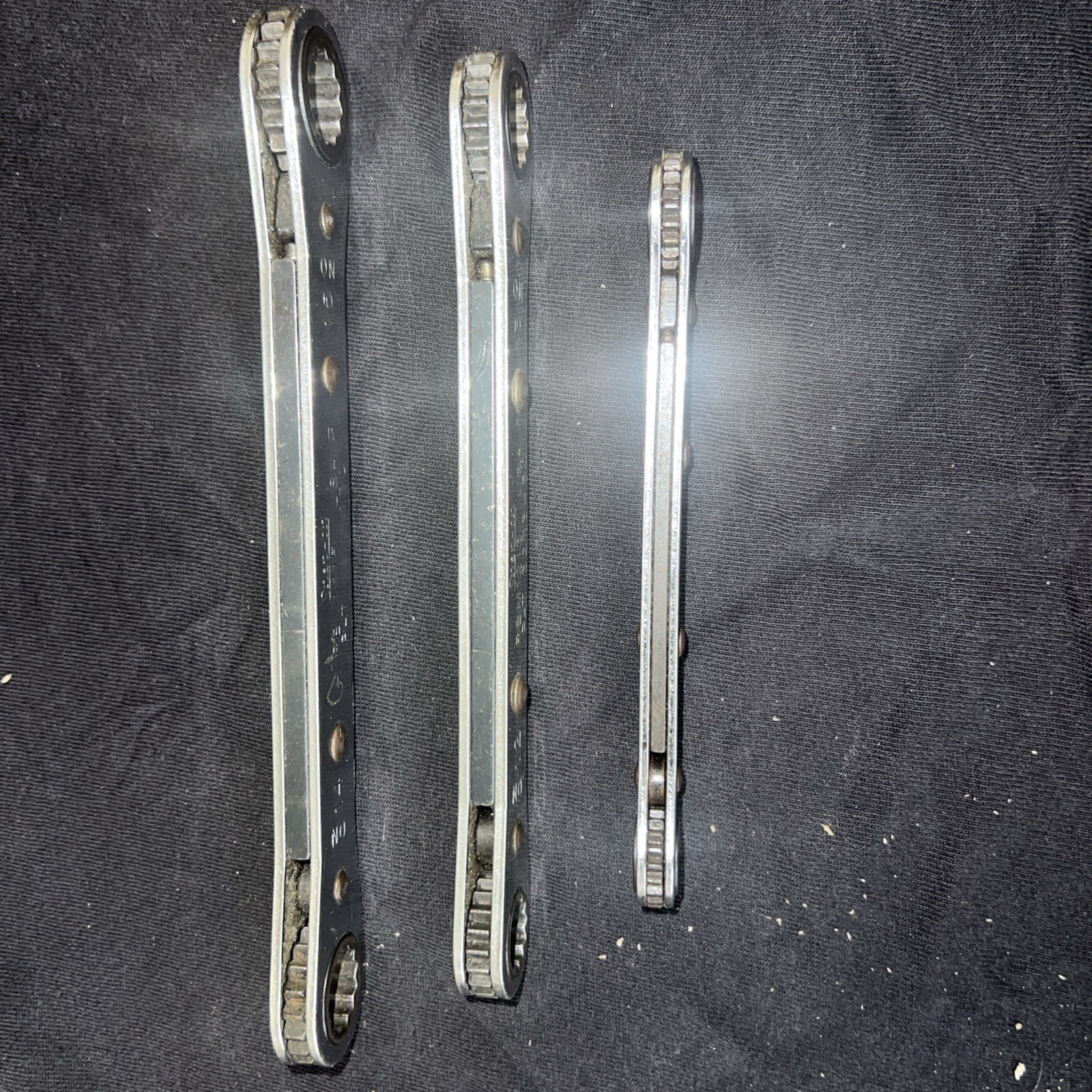 SNAP-ON 3 PIECE 12 POINT COMBO FLAT RATCHET SET 10-11mm, 12-13mm, 14-15mm