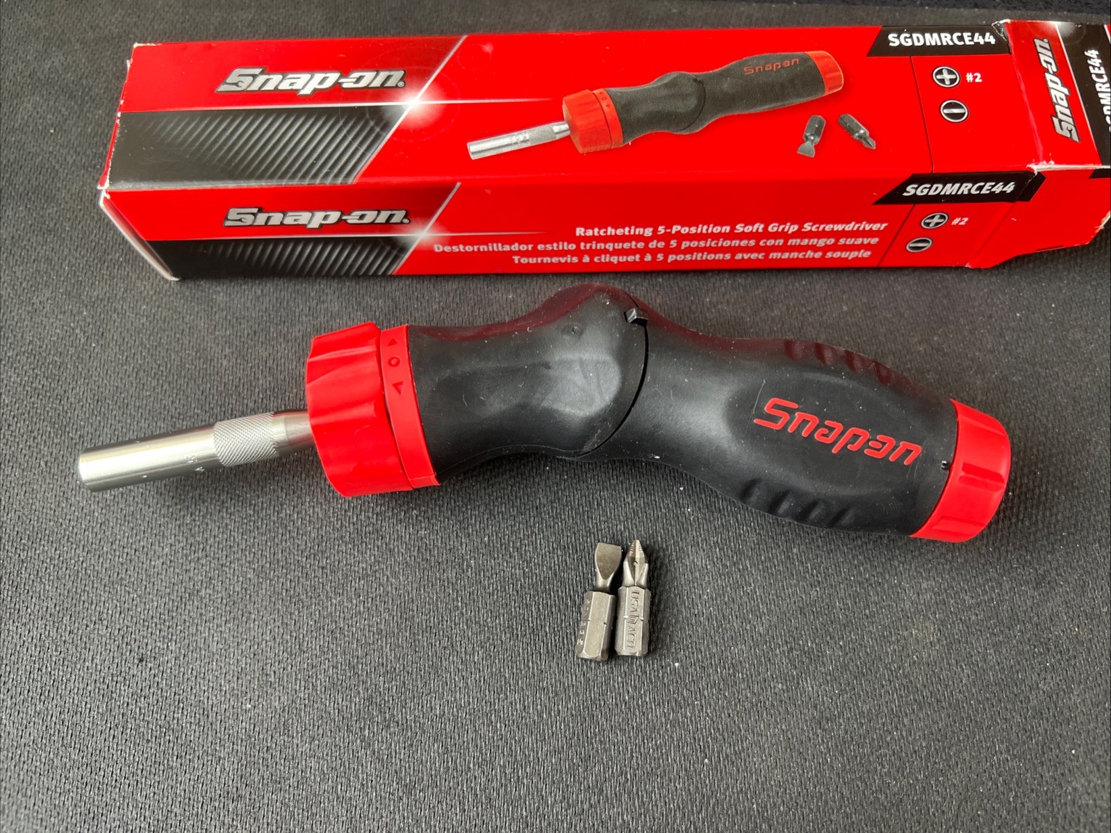 Snap On NEW SGDMRCE44 Red Soft Grip 5 Position Handle Ratchet Screwdriver ❤️