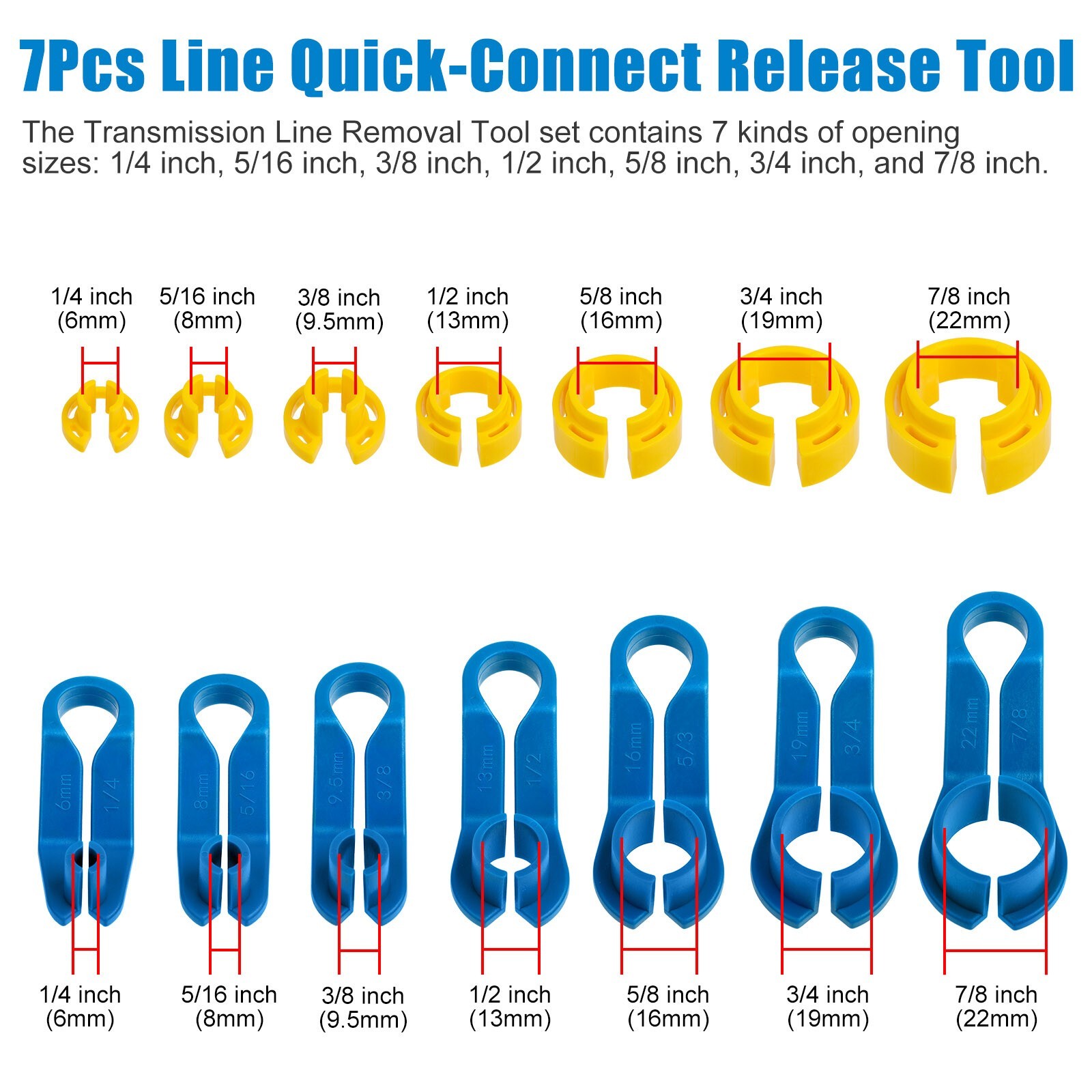 16PCS AC Fuel Line Quick Disconnect Tools Set 7 Sizes Car Removal Tool Kit w/Box
