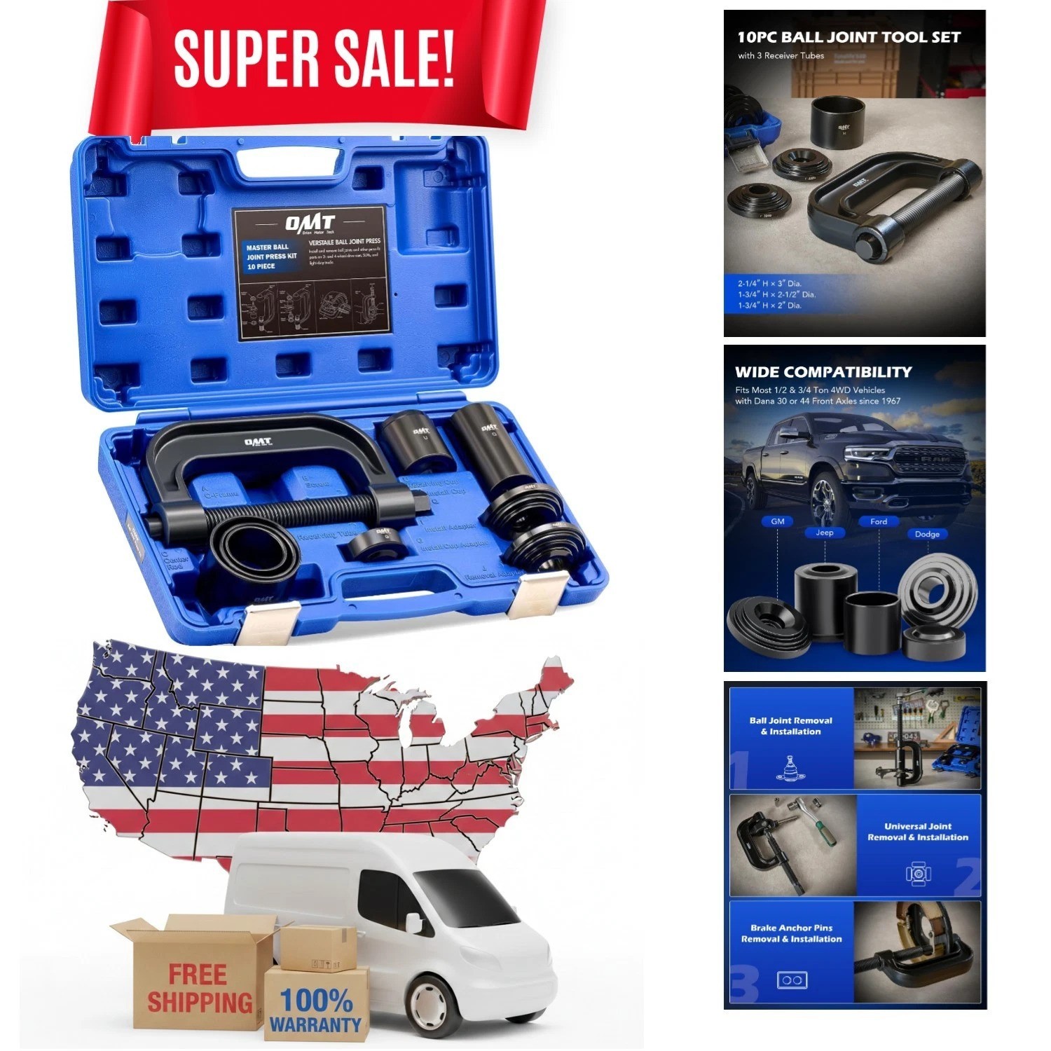 Orion Motor Tech Ball Joint Press Kit, Heavy Duty Ball Joint Removal Tool wit…