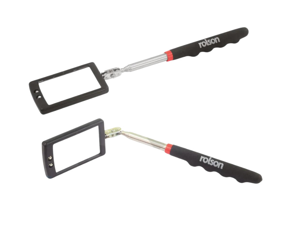 Telescopic Light Inspection Mirror With 2 Bright LED Grip Extends 29-87cm