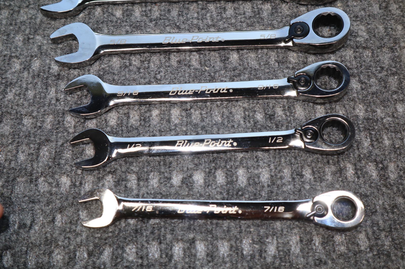 Blue Point BOER Wrench Ratcheting 12 Point Box Set 7/16 1/2 9/16 5/8 11/16 3/4″