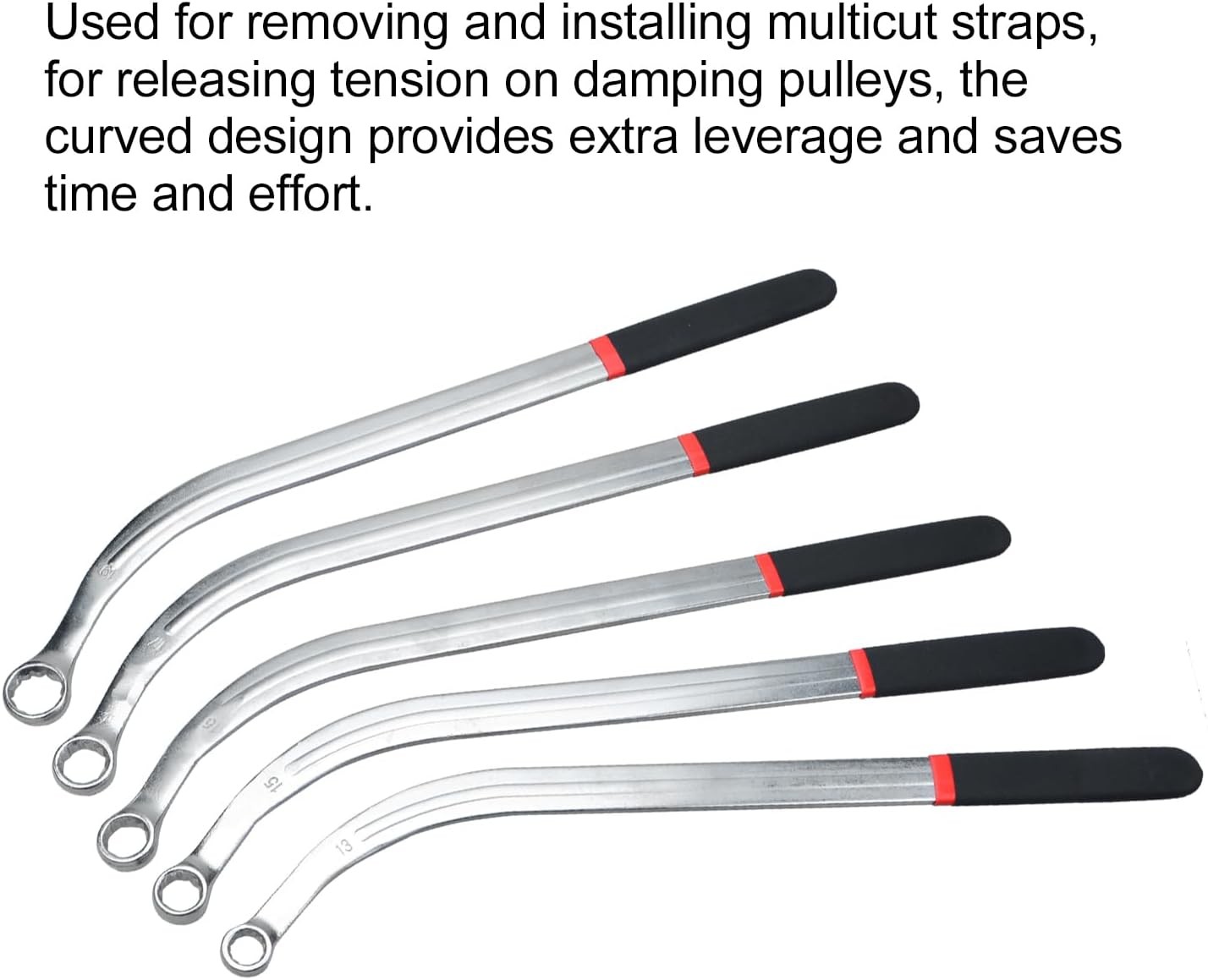 12 Point 5PC Serpentine Belt Wrench Tool Set for 13-19 mm Timing Belt Removal