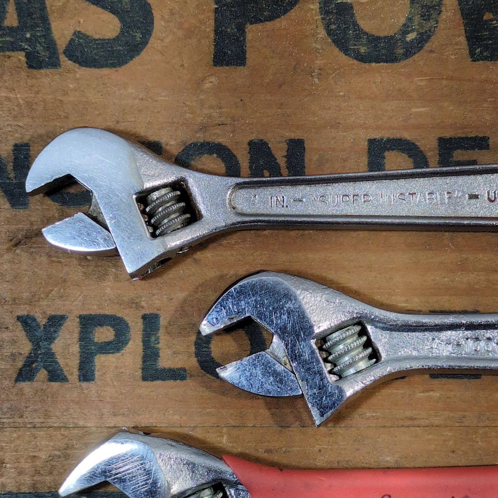 Vintage 4″ Adjustable Wrench USA Lot of 3, Crescent, JH Williams