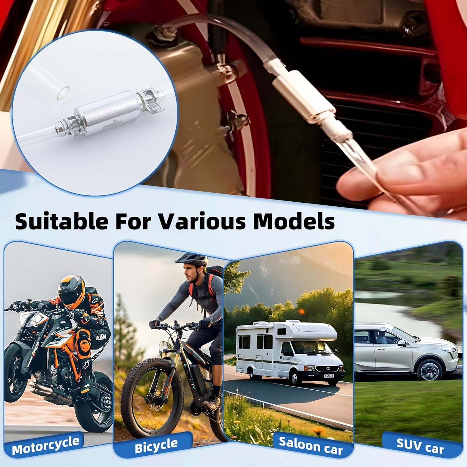 2PCS Brake Bleeder Hose One Way Check Valve Tube Bleeding Tool Kit For Motorcyle