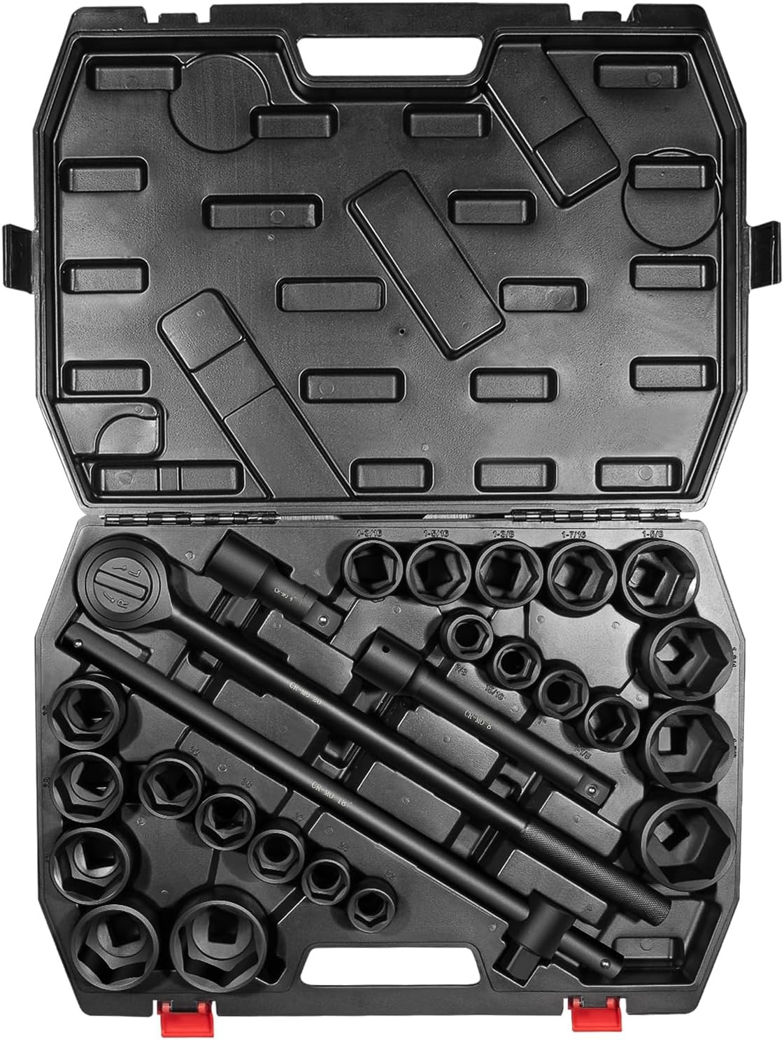 27Pcs 3/4″ Drive Impact Socket Set 20-50mm,with Extension Bars & Ratchet Handle